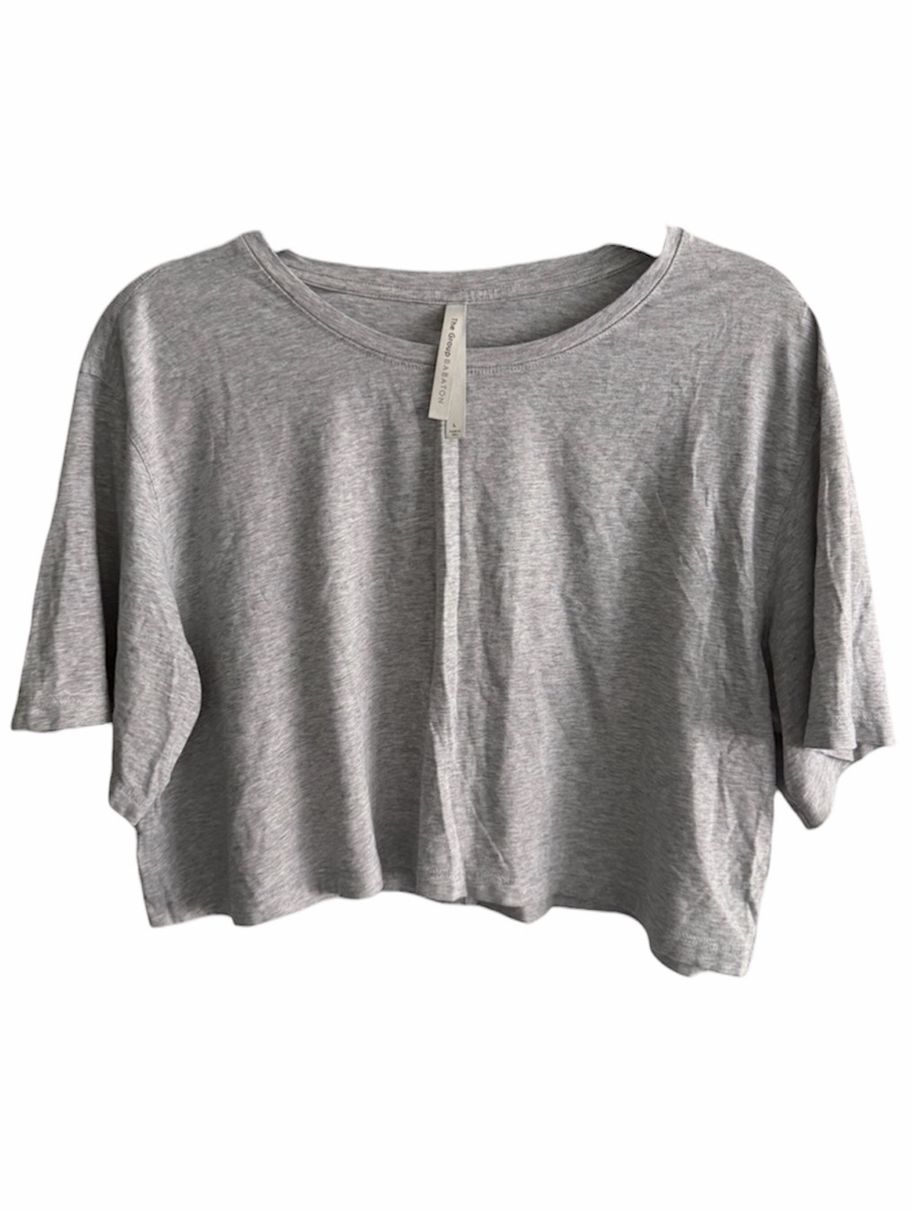 Babaton The Group Modal/Cotton Light Gray Cropped Scoop Neck Tee - Size L Soft